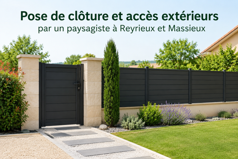 Pose de clôture et accès extérieurs par un paysagiste à Reyrieux et Massieux